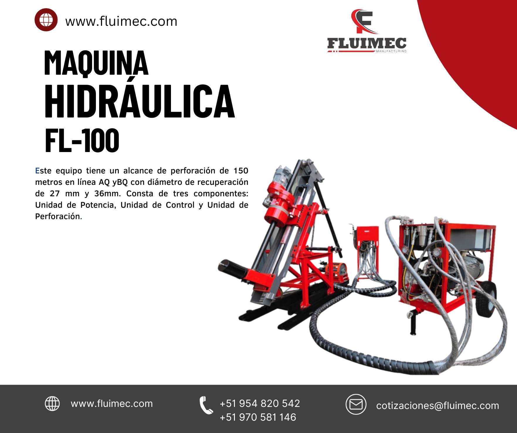 UNIDAD DE CONTROL Y PERFORACION HIDRAULICA FL - 100 